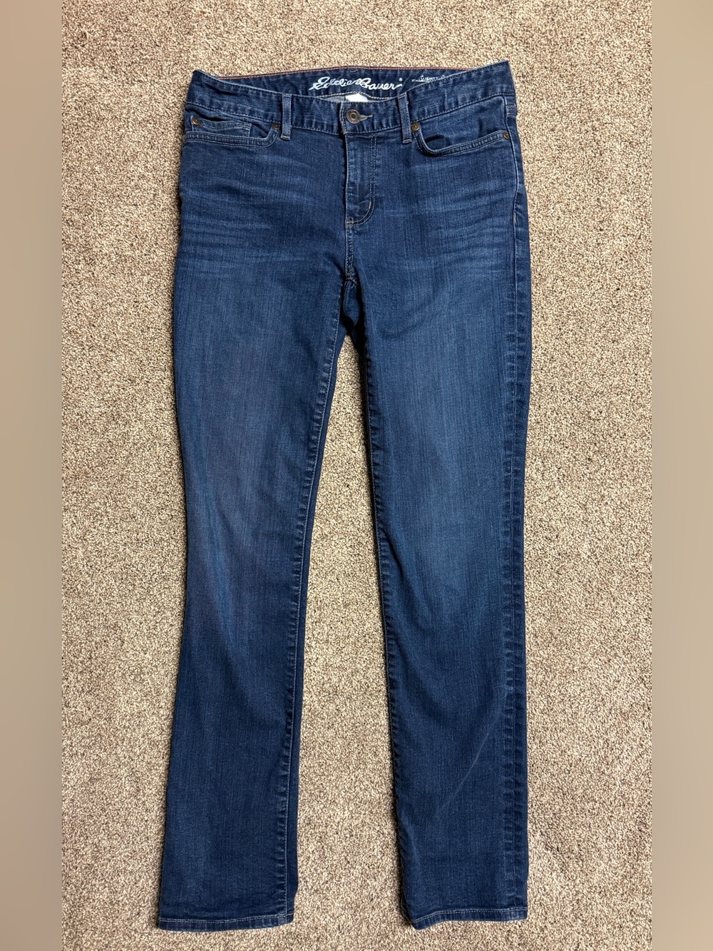 Eddie Bauer Women's Blue Straight Leg Slightly Curvy Jeans